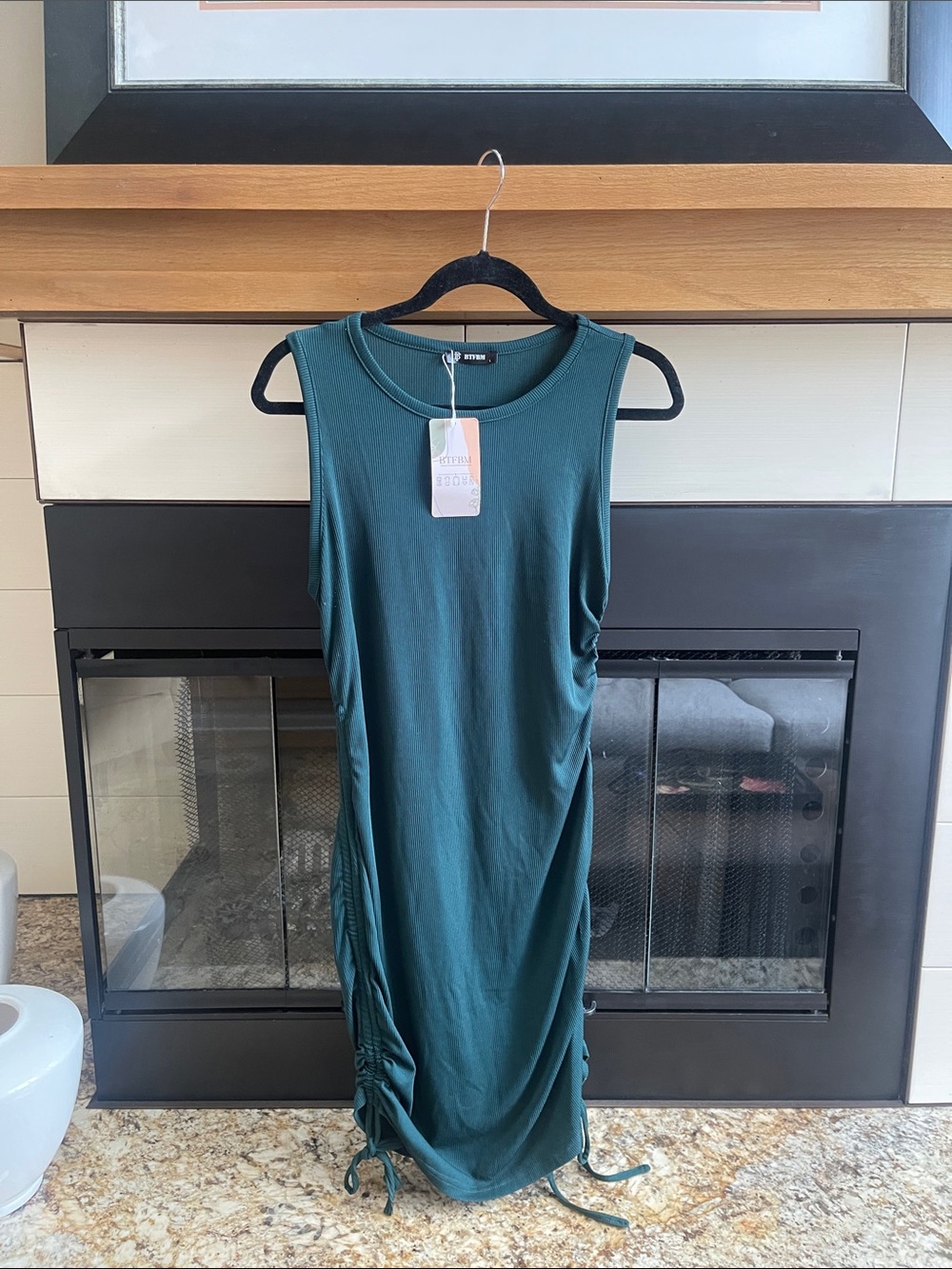 Sleeveless Midi Dress with Side Ruching in Teal